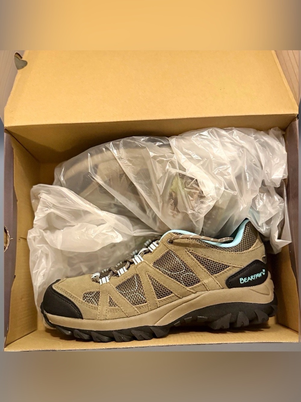 BEARPAW Olympus 2383W Women’s Hiking Shoes Taupe Aqua Suede US 8 M New w/ Box!